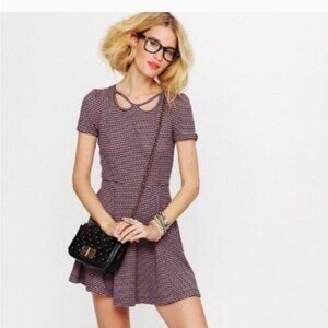 Free People  FP Beach Black Striped Mini Dress Size Large